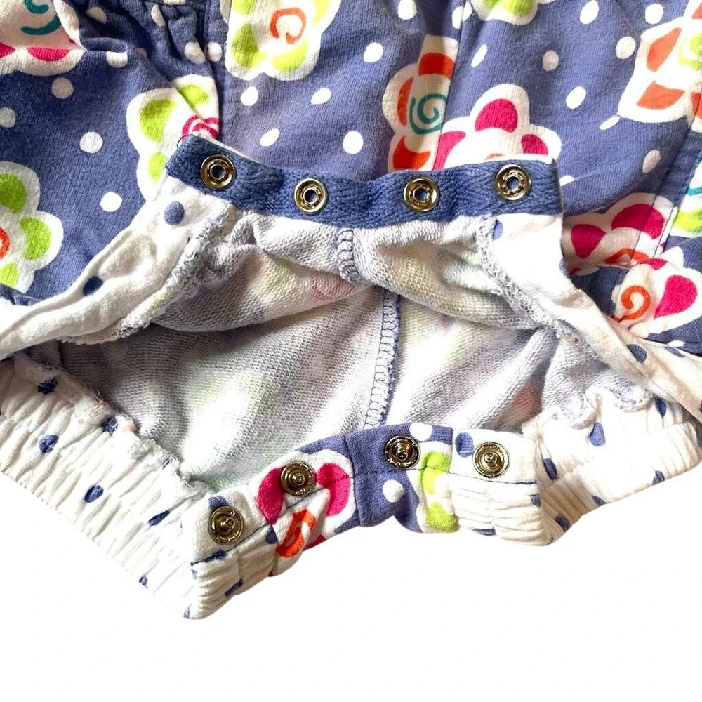 Vintage Gymboree Rainbow Tag Newborn Baby Girls Floral Polka Dot Romper Overalls